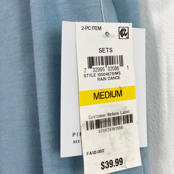 Alfani Intimates 2 Piece Blue Set Pajama Shorts and Top Medium New - Picture 8 of 9